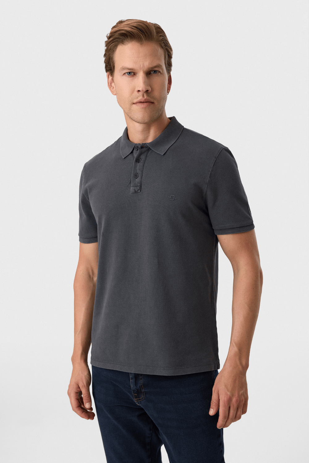Regular Fit Antrasit Polo Yaka Tişört