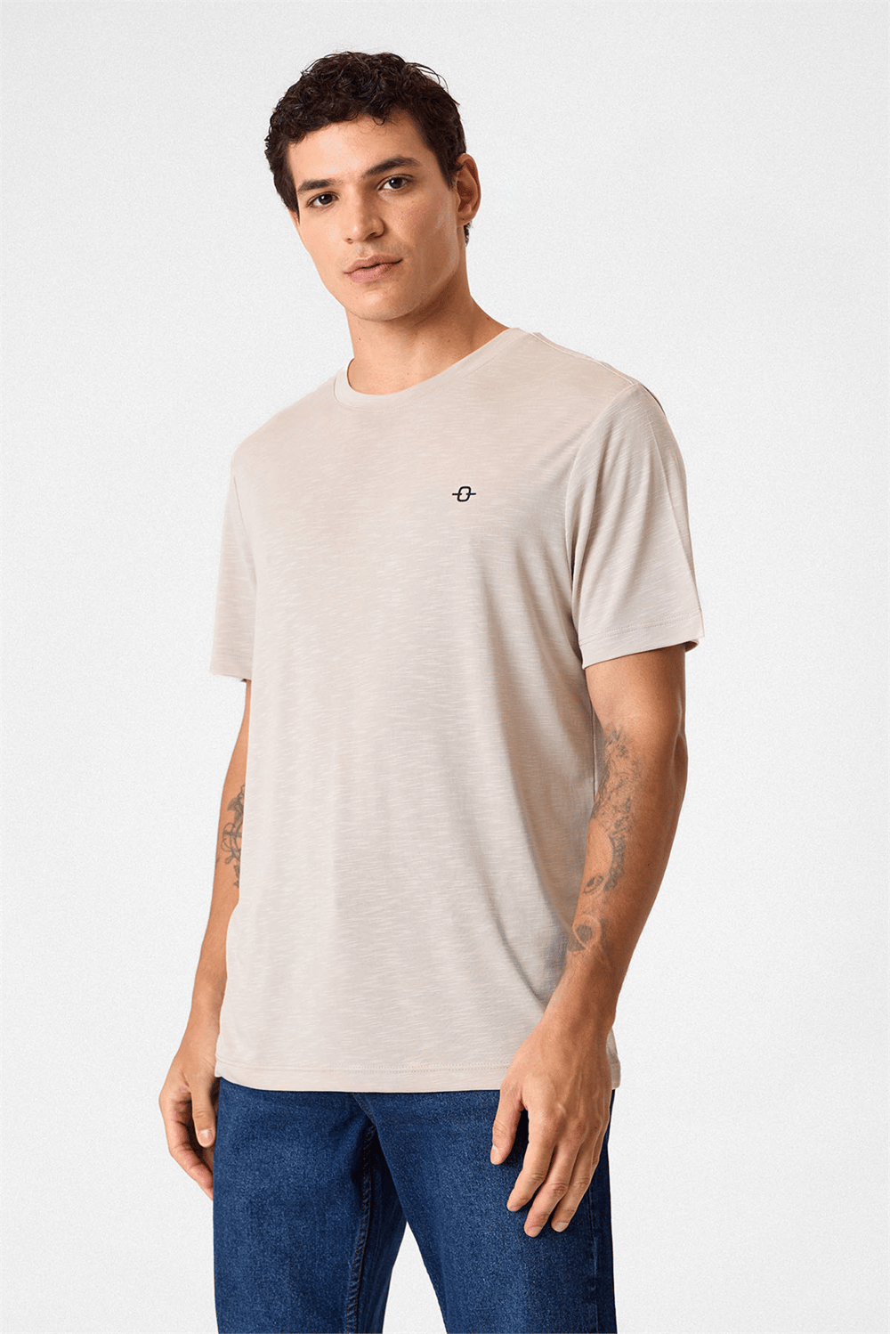Regular Fit Basic  Bej Tişört