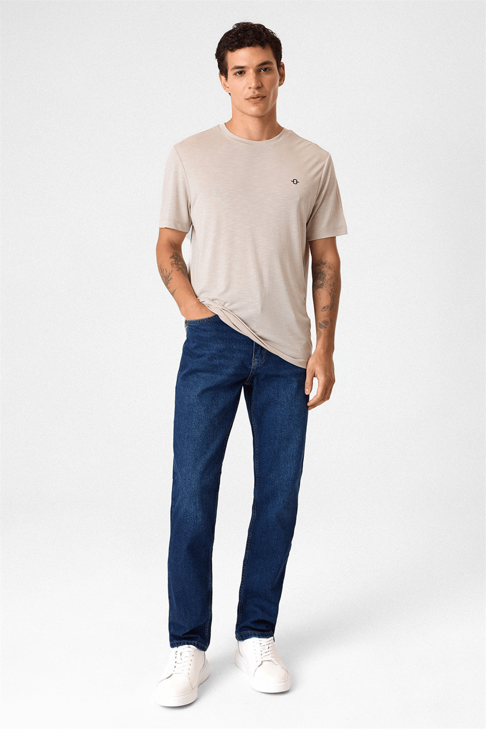 Regular Fit Basic  Bej Tişört