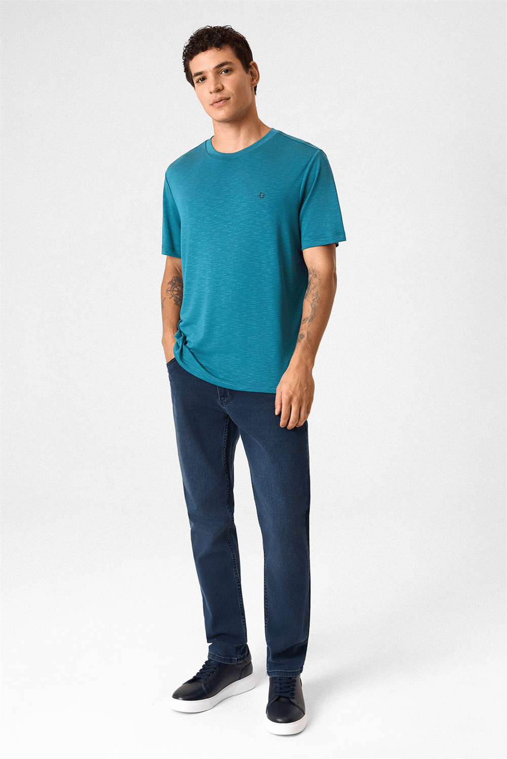 Regular Fit Basic Petrol Tişört