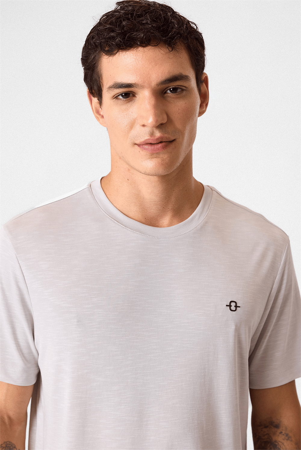 Regular Fit Basic Gri Bisiklet Yaka Tişört 