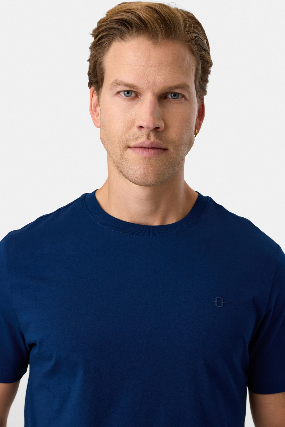 Regular Fit Bisiklet Yaka Lacivert Basic Tişört 