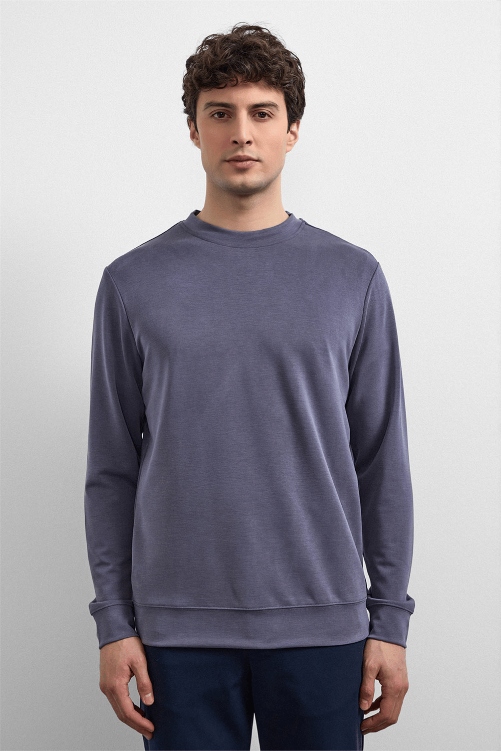 Antrasit Regular Fit Bisiklet Yaka Sweatshirt