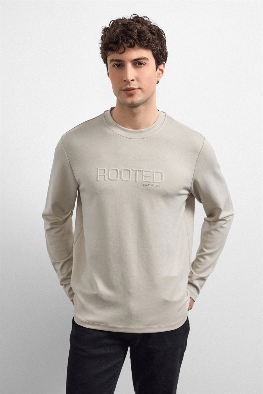 Bej Regular Fit Bisiklet Yaka Sweatshirt