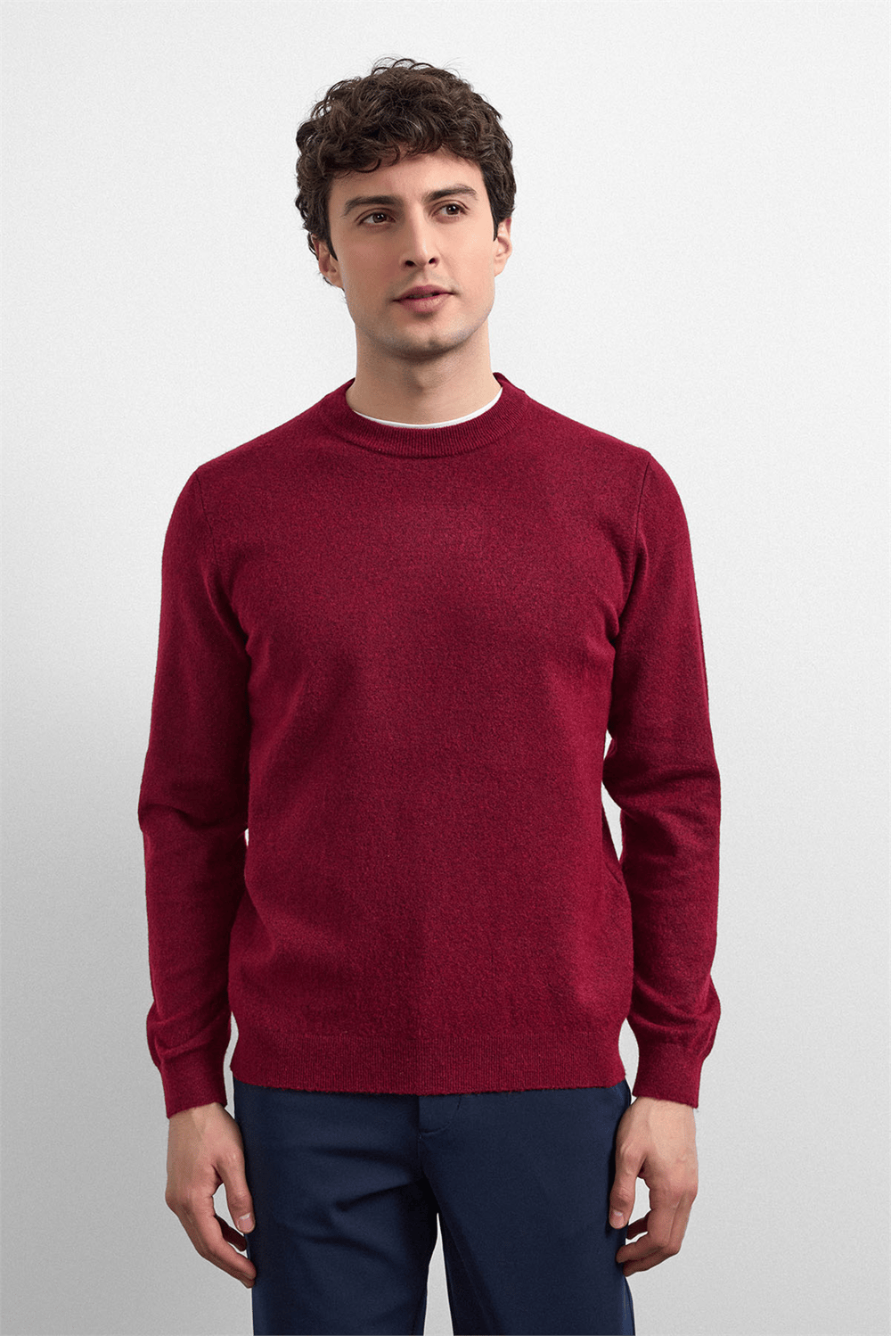 Bordo Regular Fit Bisiklet Yaka Triko Kazak