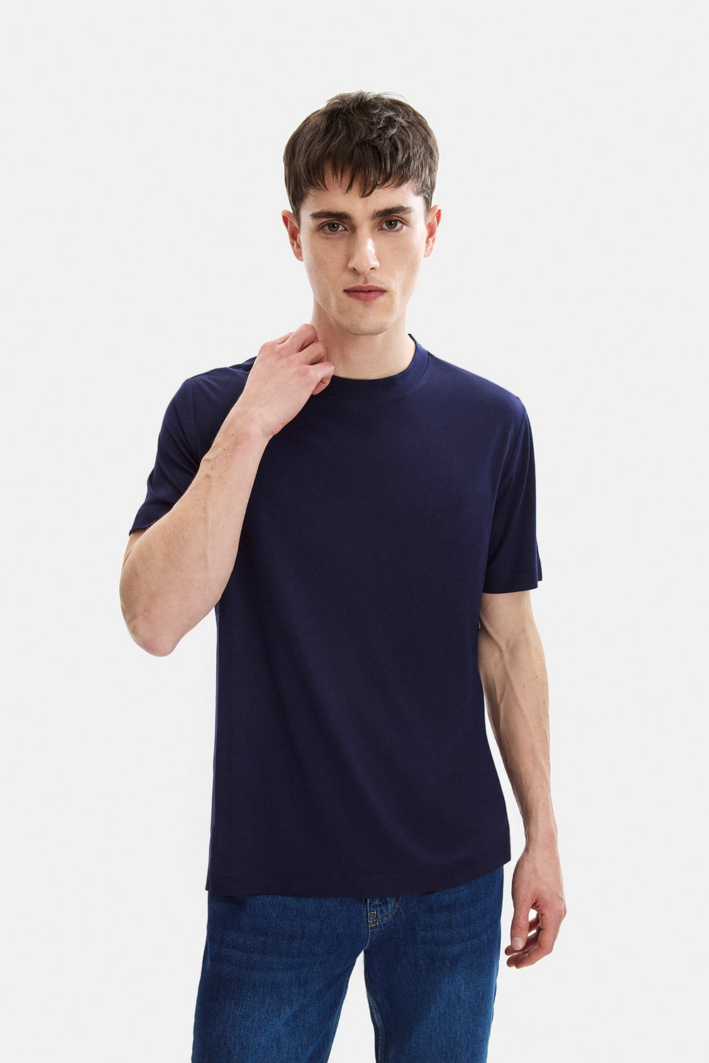 Lacivert Regular Fit Bisiklet Yaka Tişört