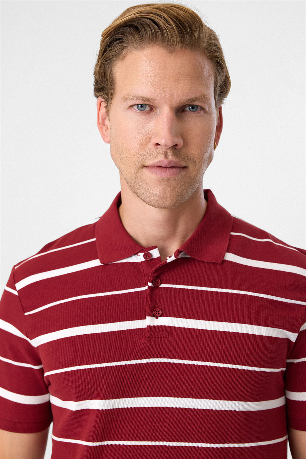 Regular Fit Bordo Düğmeli Polo Yaka Tişört