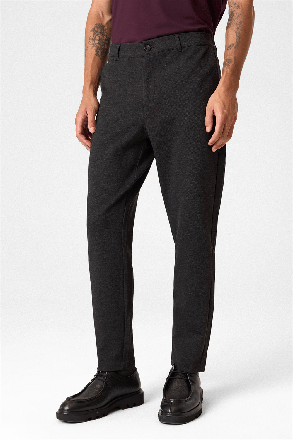 Regular Fit Diagonel Antrasit Jogger Pantolon