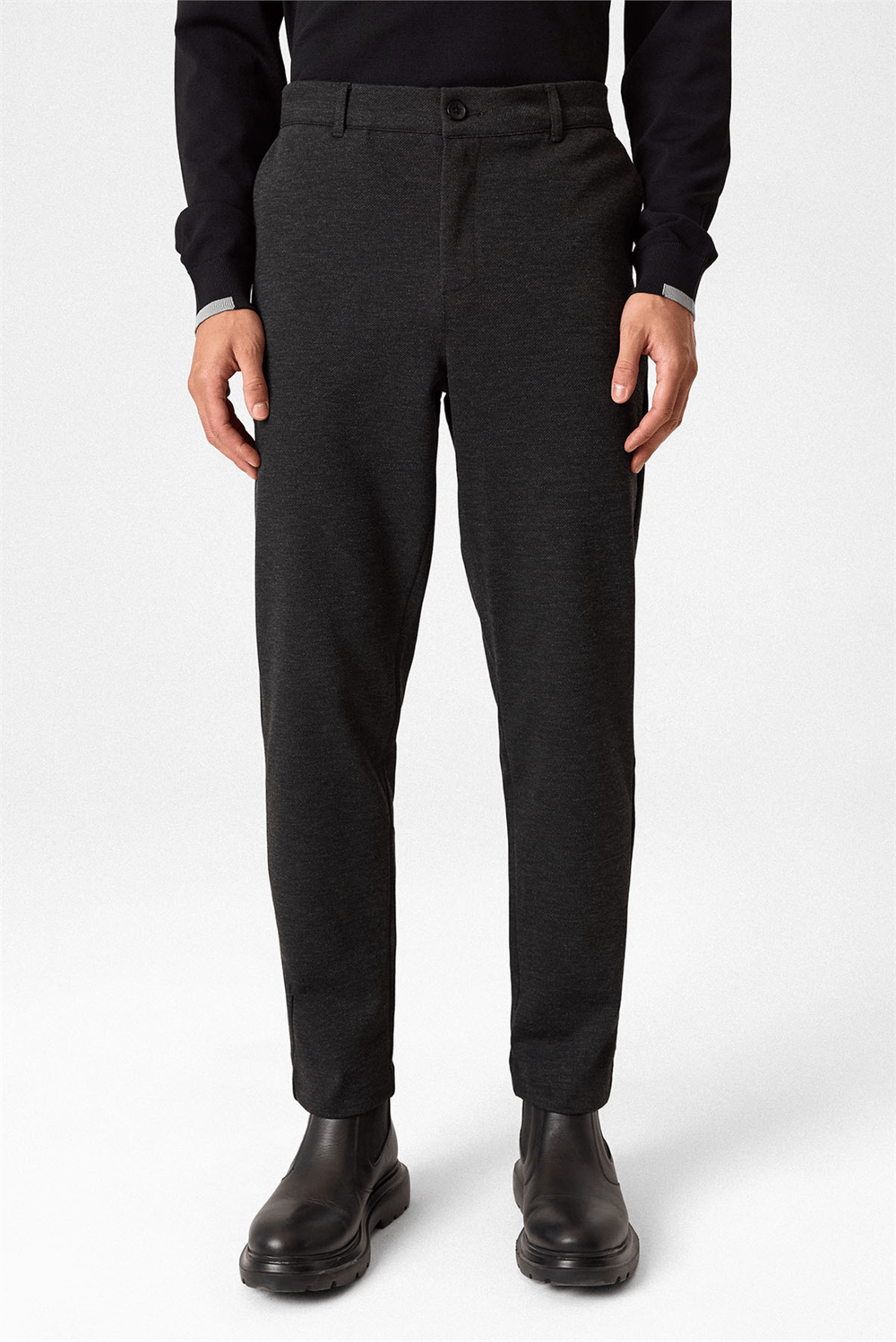 Regular Fit Diagonel Kahve Jogger Pantolon