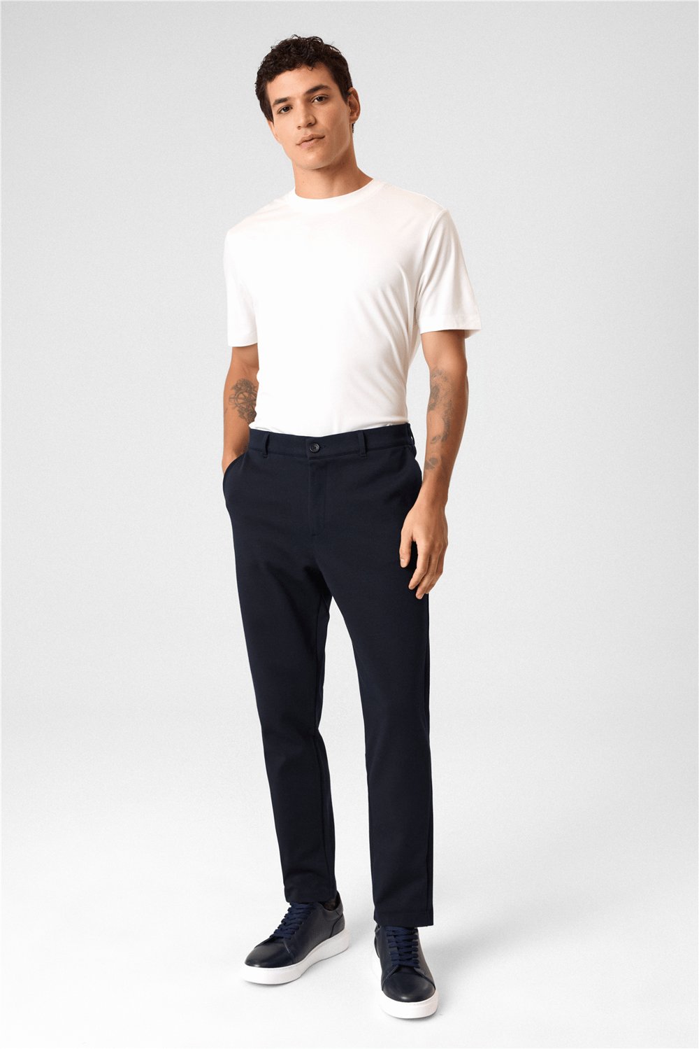 Regular Fit Diagonel Lacivert Jogger Pantolon