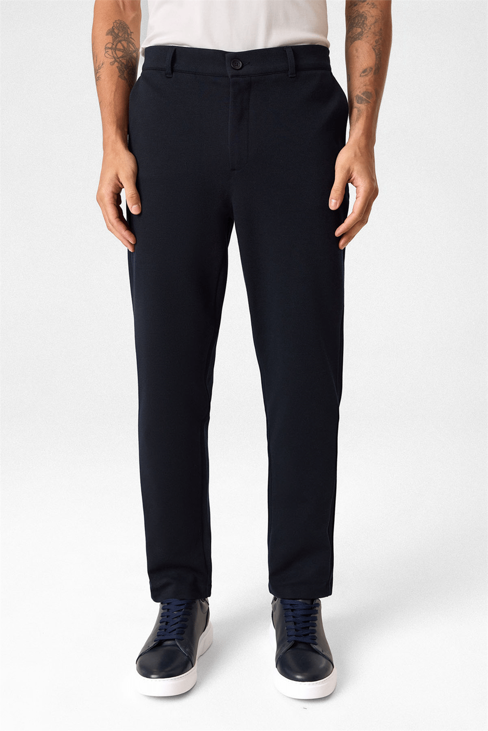 Regular Fit Diagonel Lacivert Jogger Pantolon