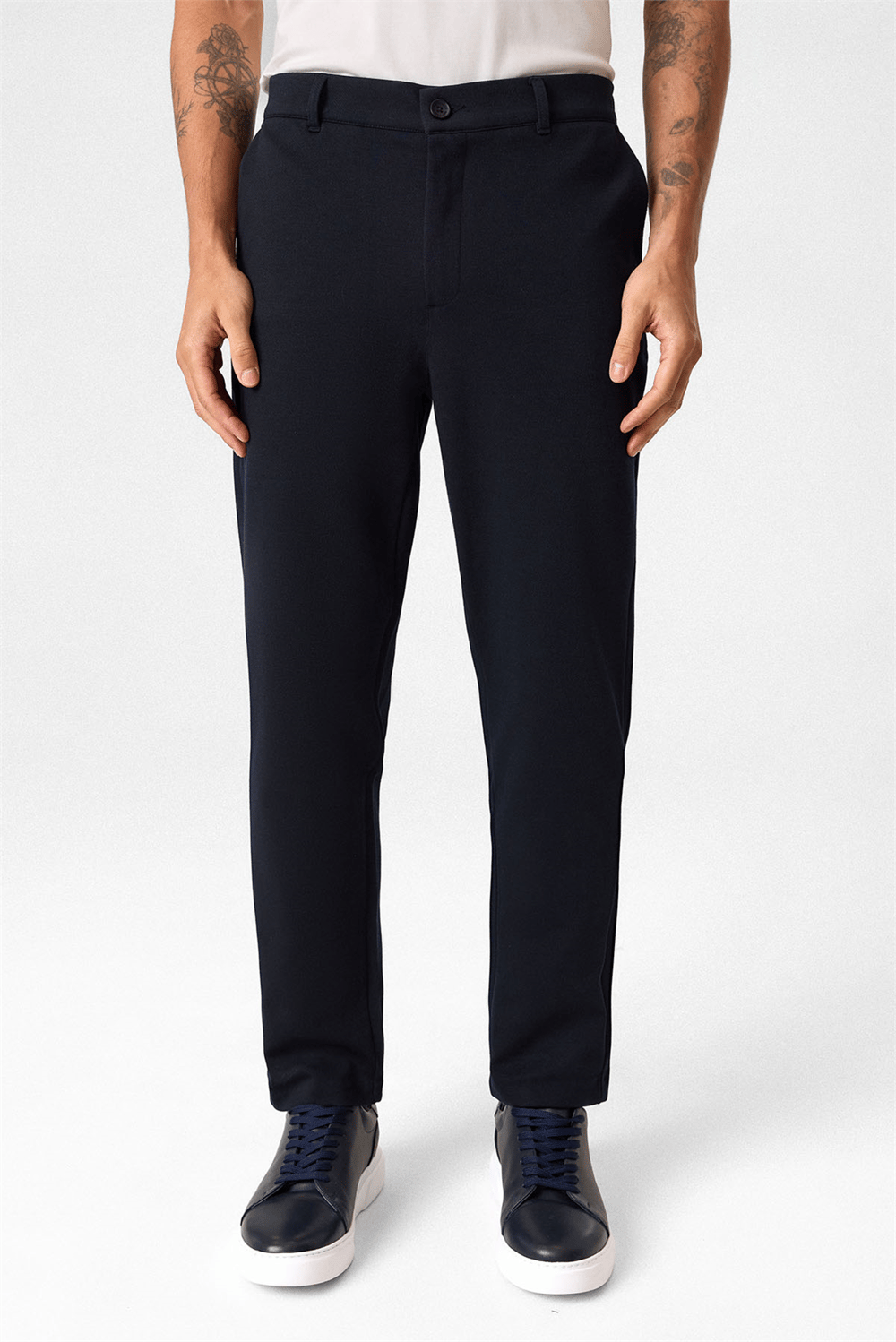 Regular Fit Diagonel Lacivert Jogger Pantolon