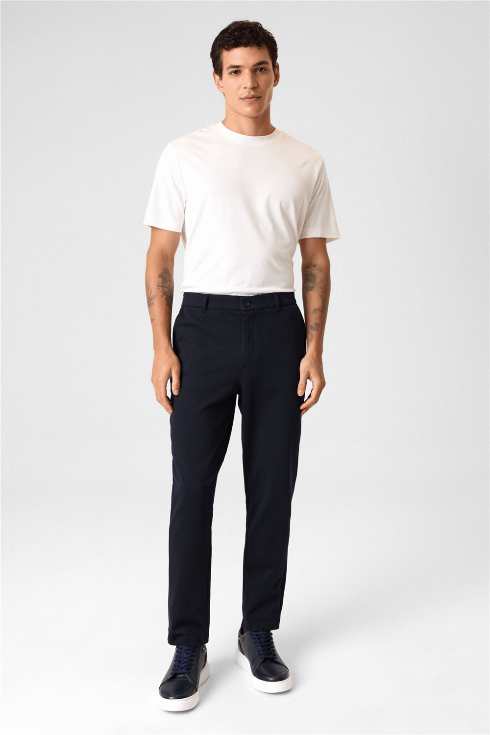 Regular Fit Diagonel Lacivert Jogger Pantolon