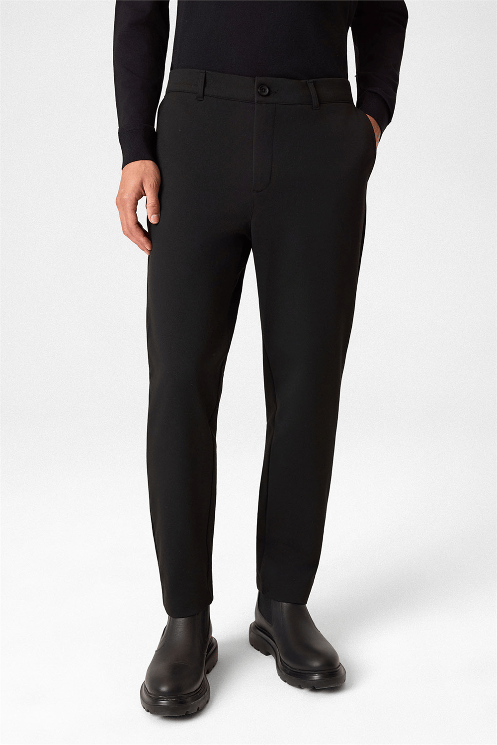 Regular Fit Diagonel Siyah Jogger Pantolon