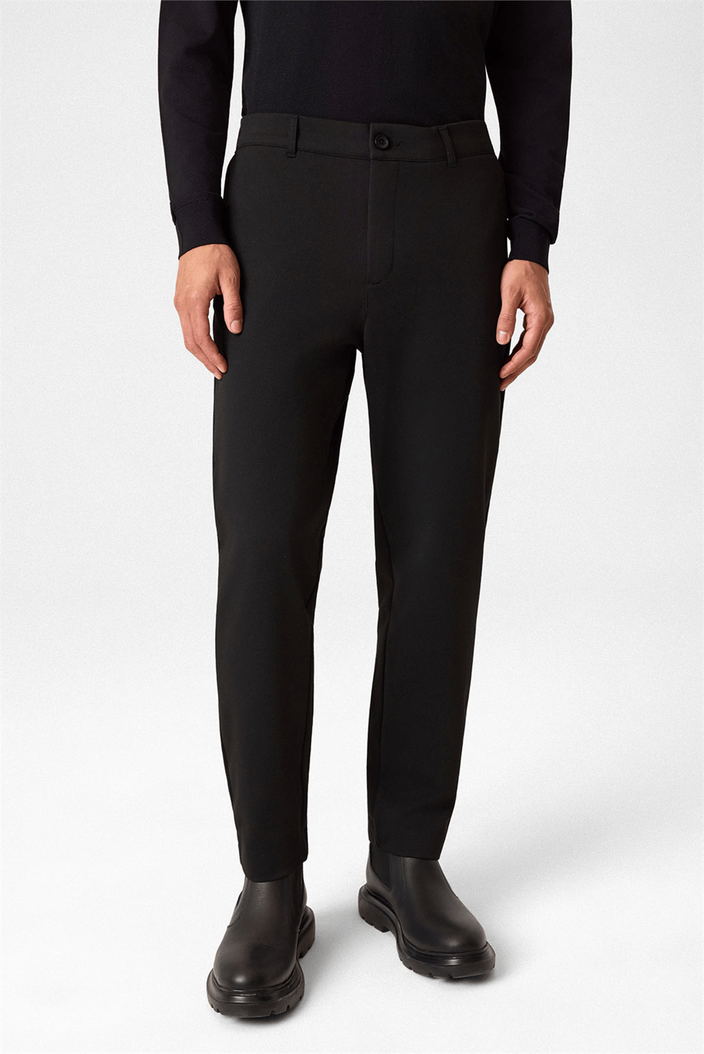 Regular Fit Diagonel Siyah Jogger Pantolon