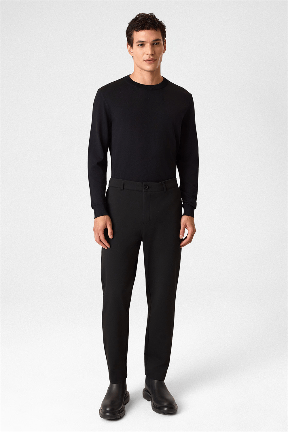 Regular Fit Diagonel Siyah Jogger Pantolon