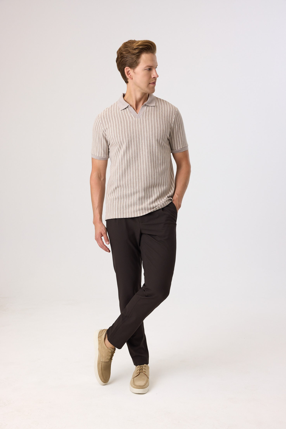 Regular Fit Vizon Düğmesiz Polo Yaka Tişört