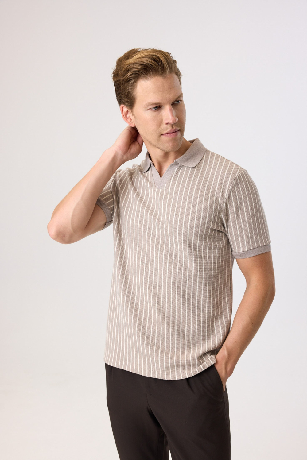 Regular Fit Vizon Düğmesiz Polo Yaka Tişört