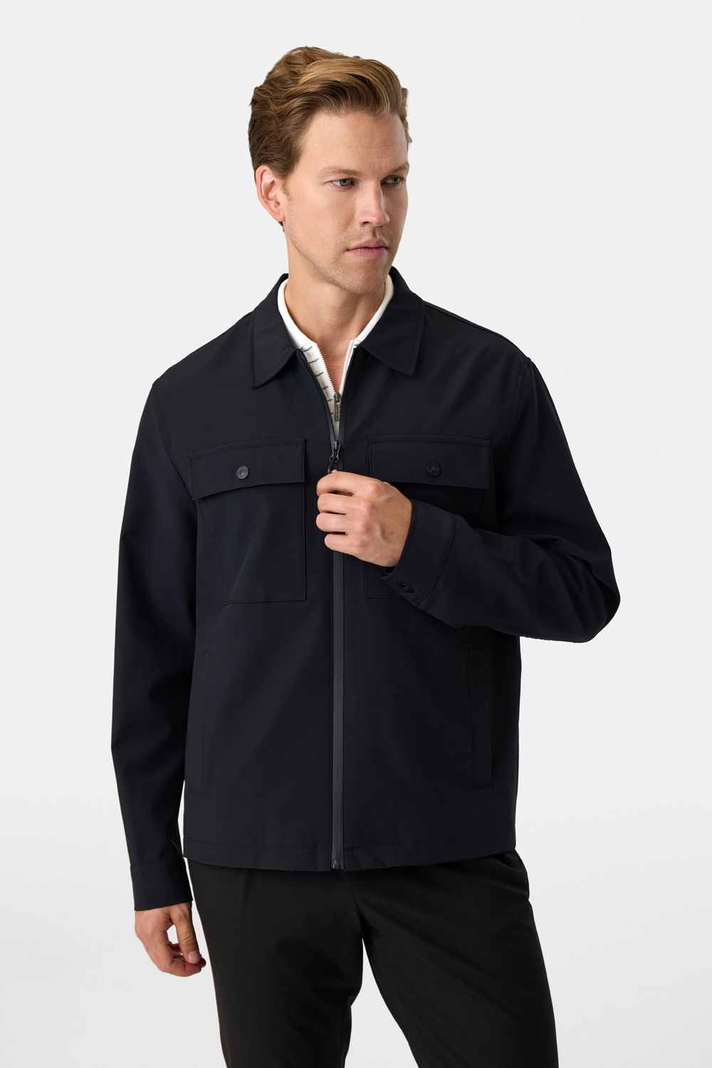 Regular Fit Fermuarlı Siyah Mont