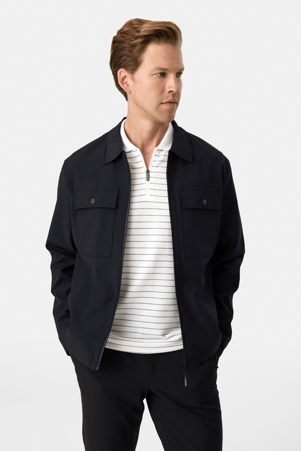 Regular Fit Fermuarlı Siyah Mont
