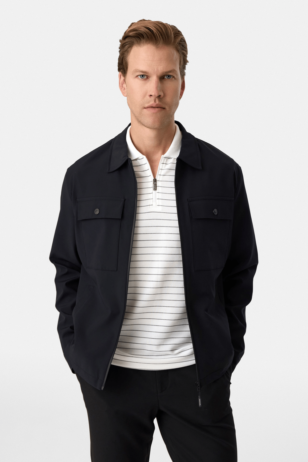 Regular Fit Fermuarlı Siyah Mont
