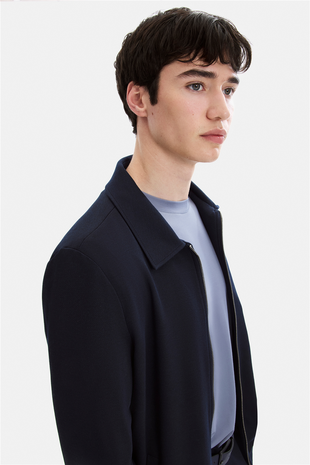 Lacivert Regular Fit Jakarlı Diagonel Mont