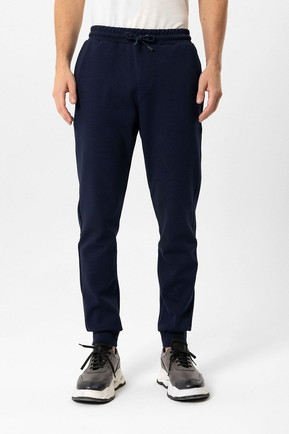 Lacivert Regular Fit Beli Bağcıklı Jogger Pantolon