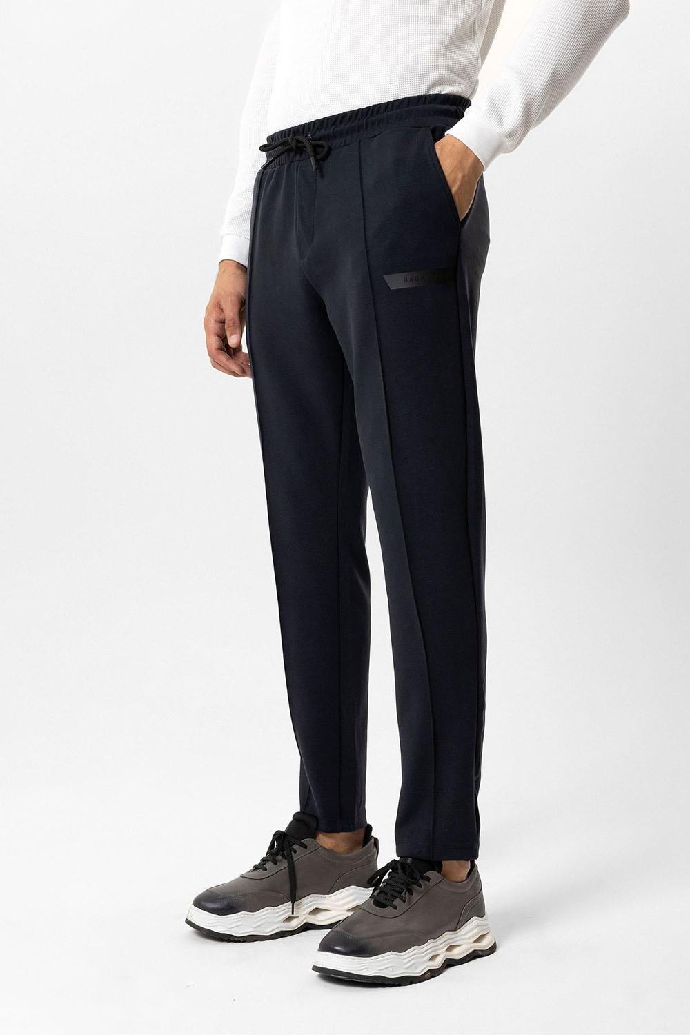 Antrasit Regular Fit Beli Bağcıklı Örme Jogger Pantolon