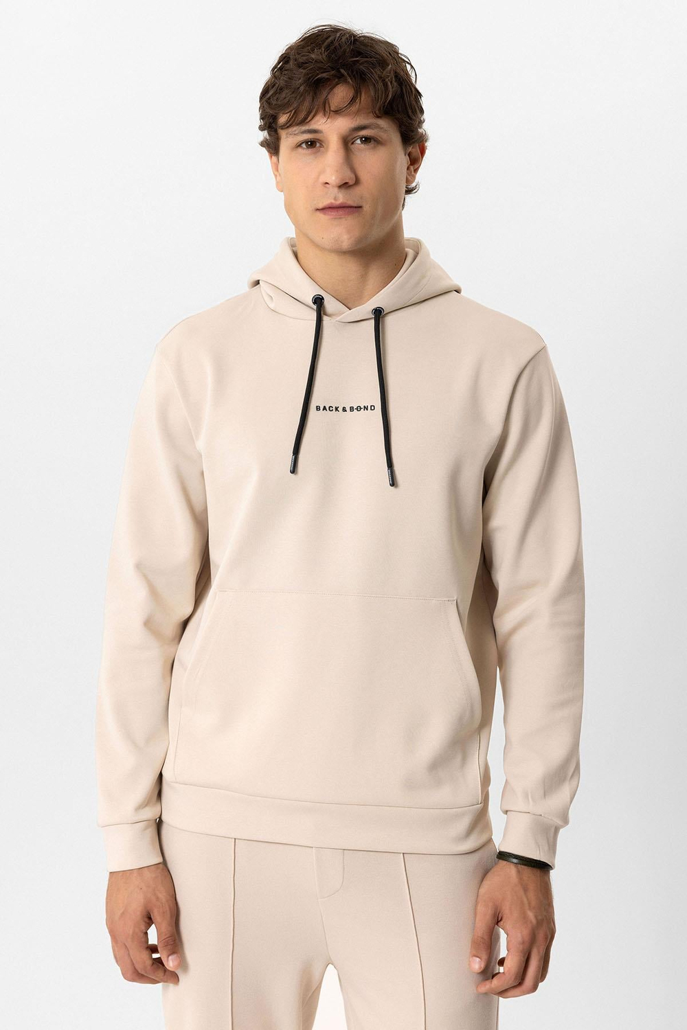 Bej Regular Fit Pamuklu Kapüşonlu Sweatshirt