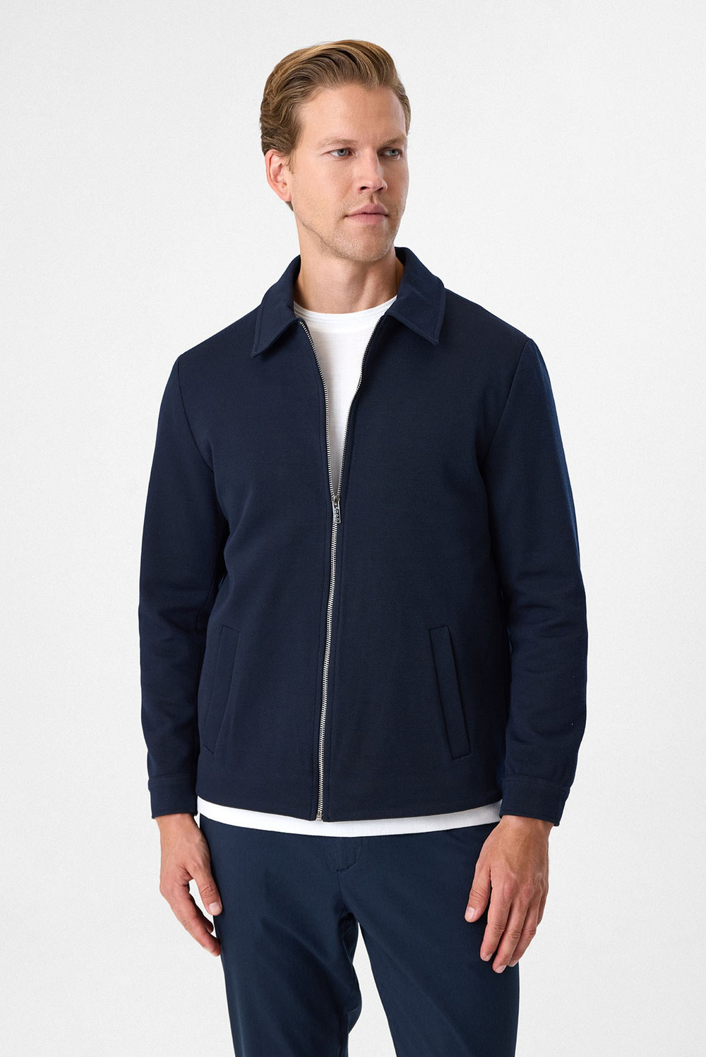 Lacivert Regular Fit Örme Diagonel Mont 