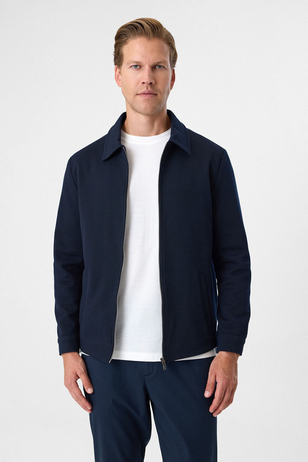 Lacivert Regular Fit Örme Diagonel Mont 