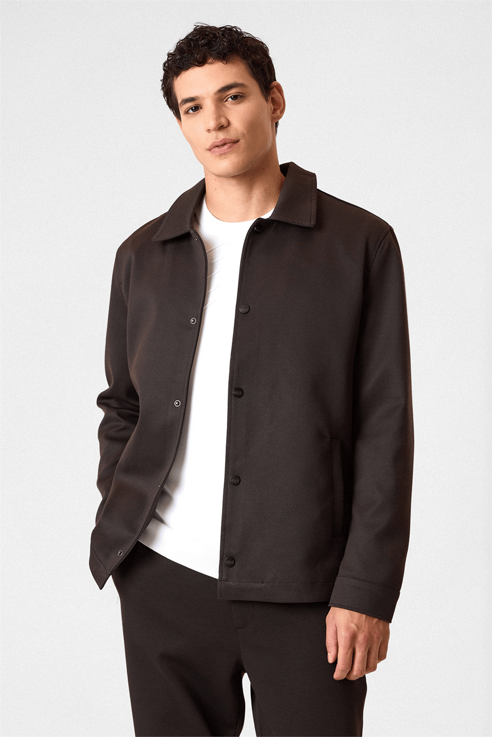Kahve Regular Fit Örme Mont