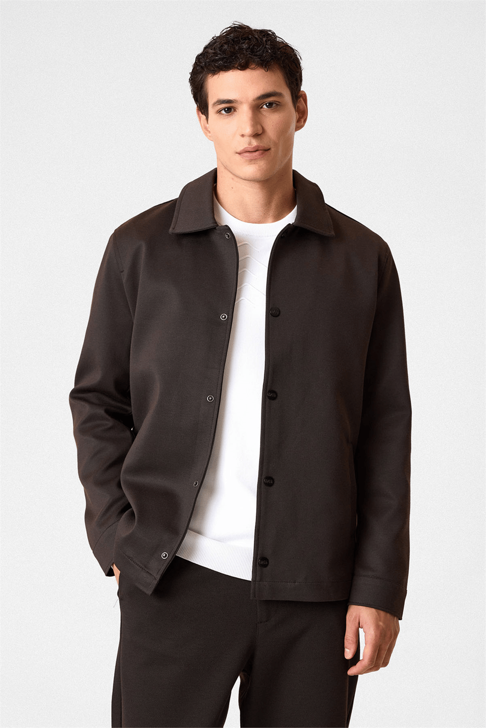 Kahve Regular Fit Örme Mont