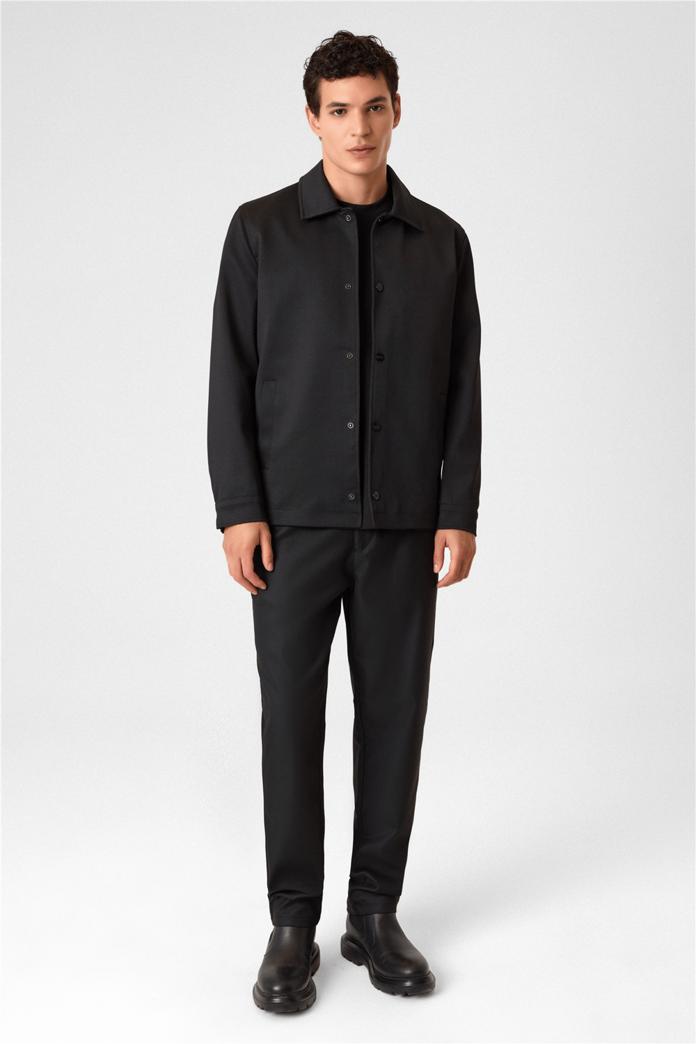 Siyah Regular Fit Örme Mont