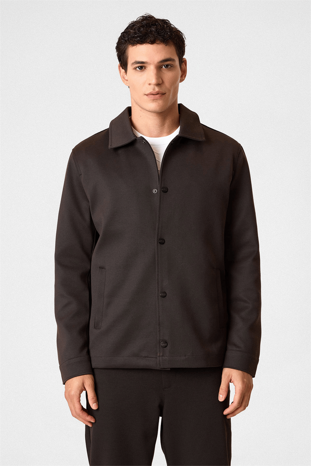 Kahve Regular Fit Örme Mont