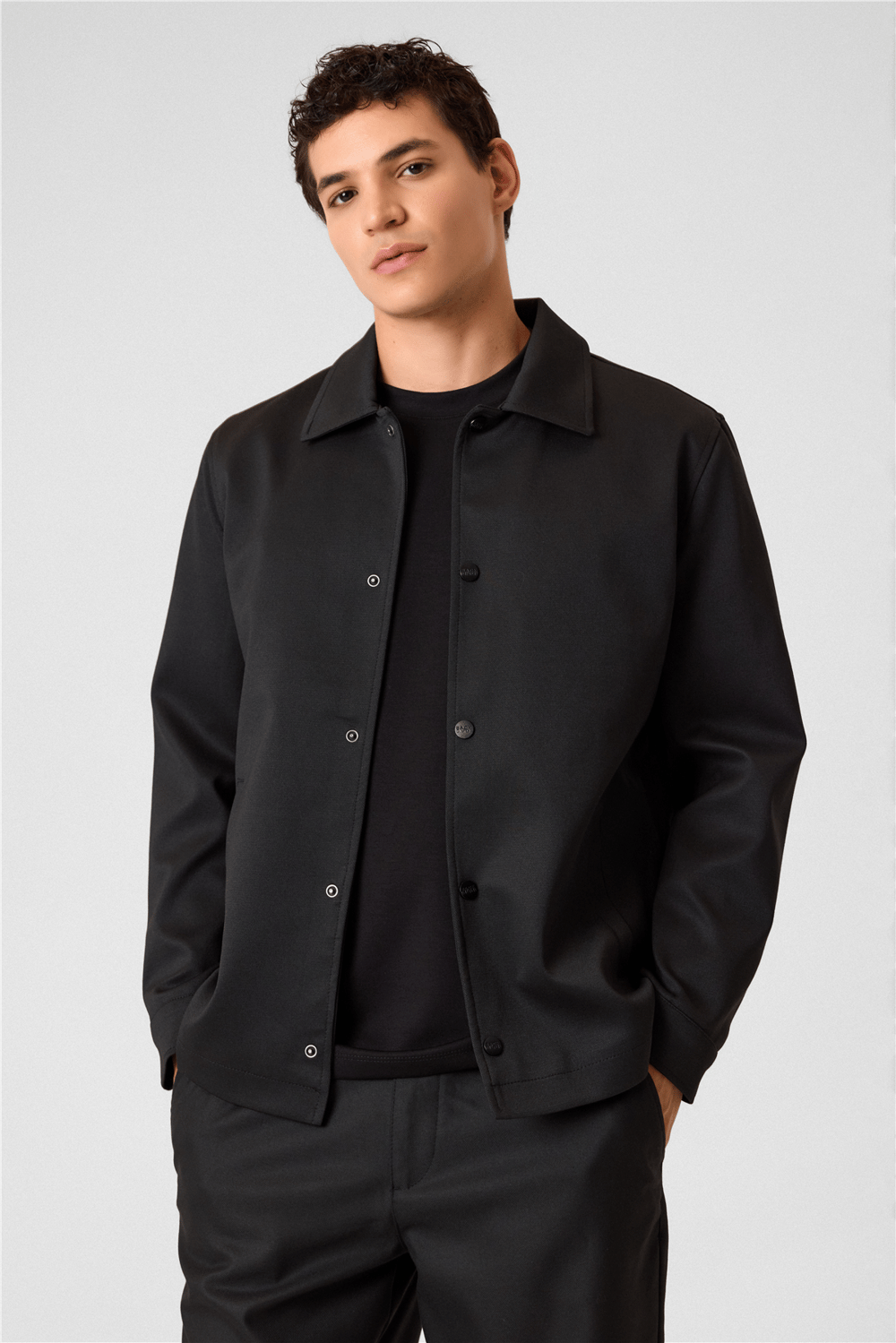 Siyah Regular Fit Örme Mont