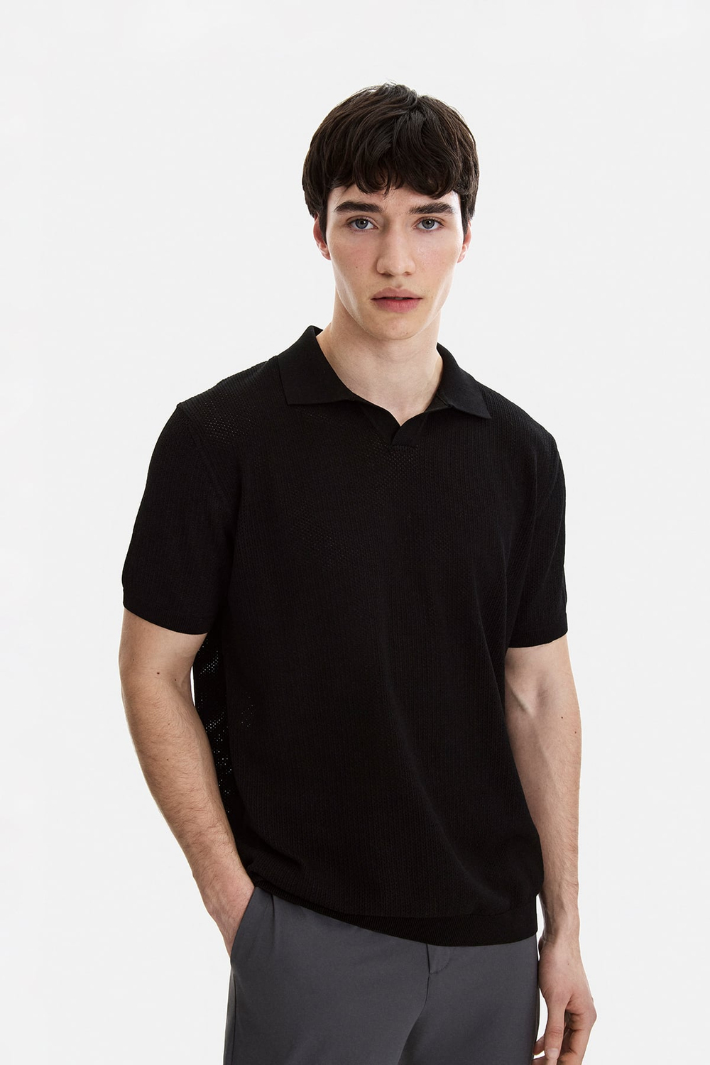 Siyah Regular Fit Örme Triko