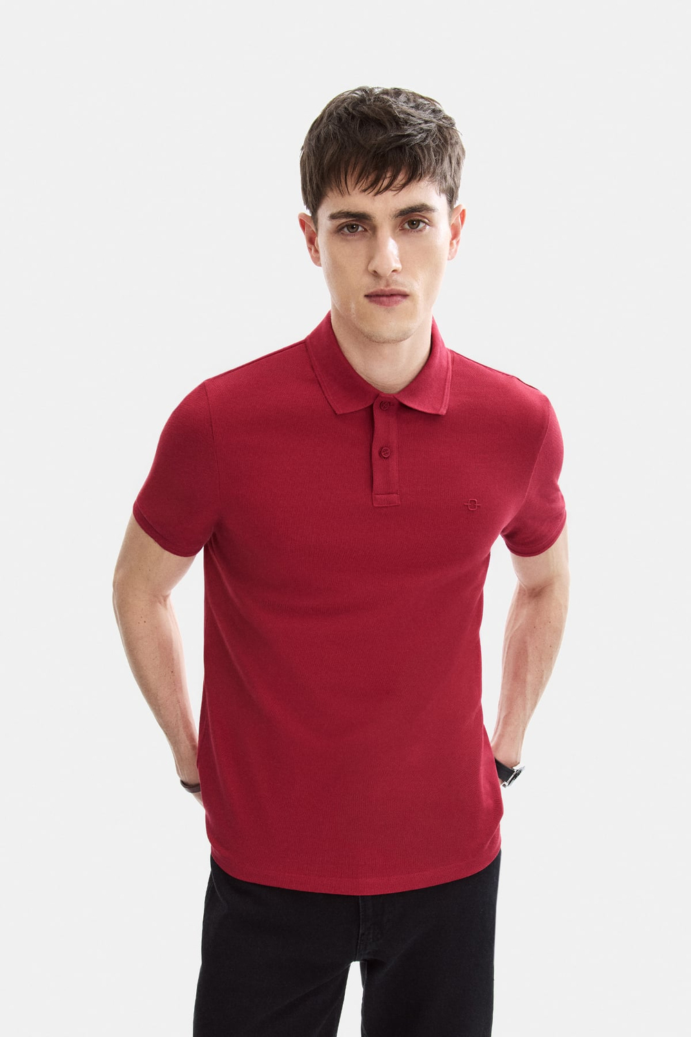 Bordo Regular Fit Örme Polo Yaka Tişört