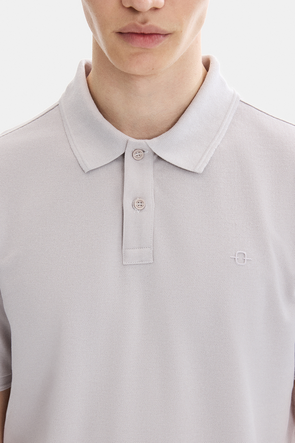 Açık Gri Regular Fit Örme Polo Yaka Tişört