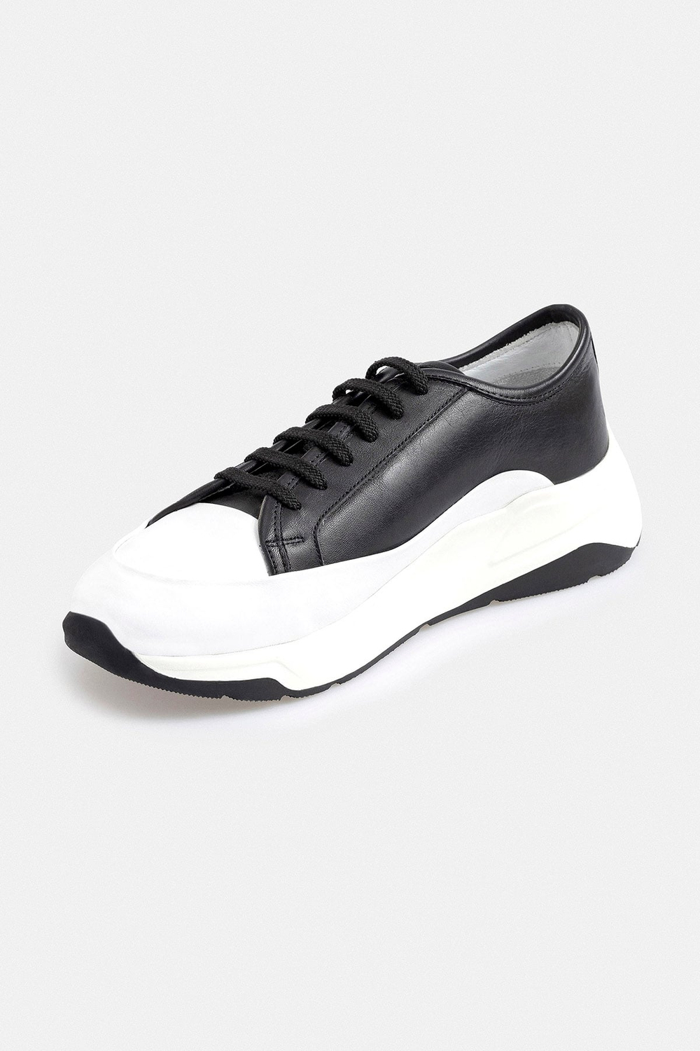 %100 Deri Termo Tabanlı Siyah Beyaz Erkek Sneaker Ayakkabı