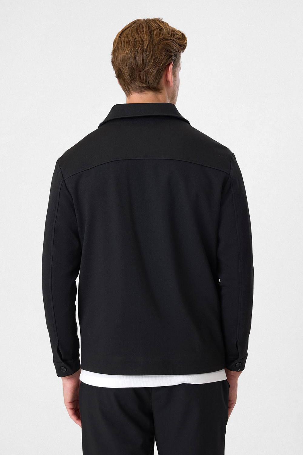Siyah Regular Fit Fermuarlı Diagonel Mont