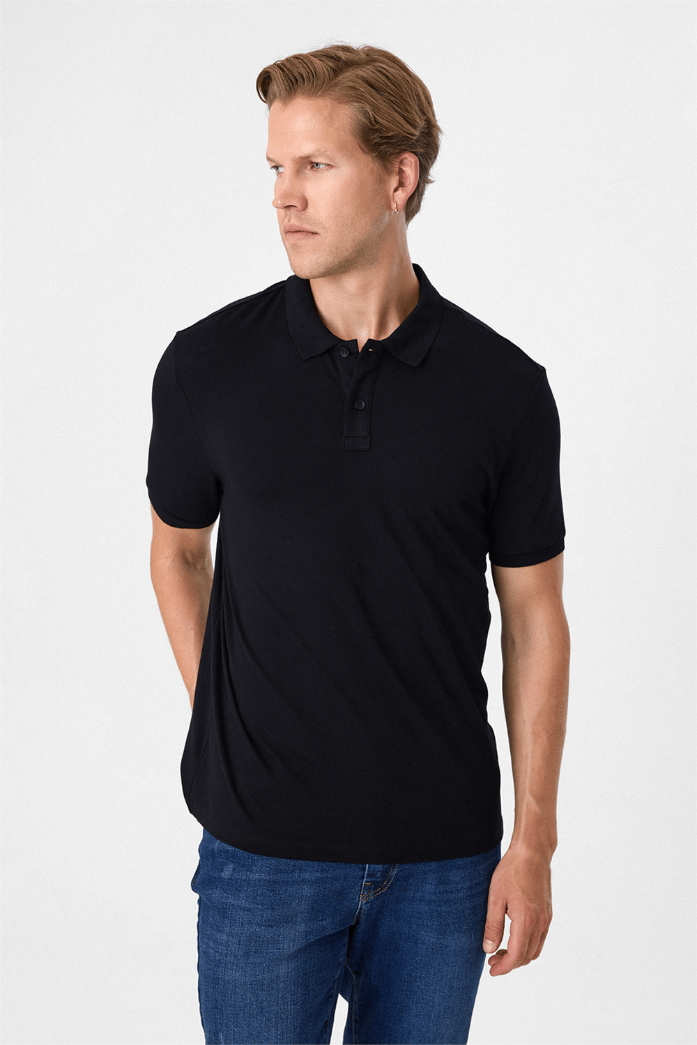 Siyah Regular Fit Polo Yaka Tişört