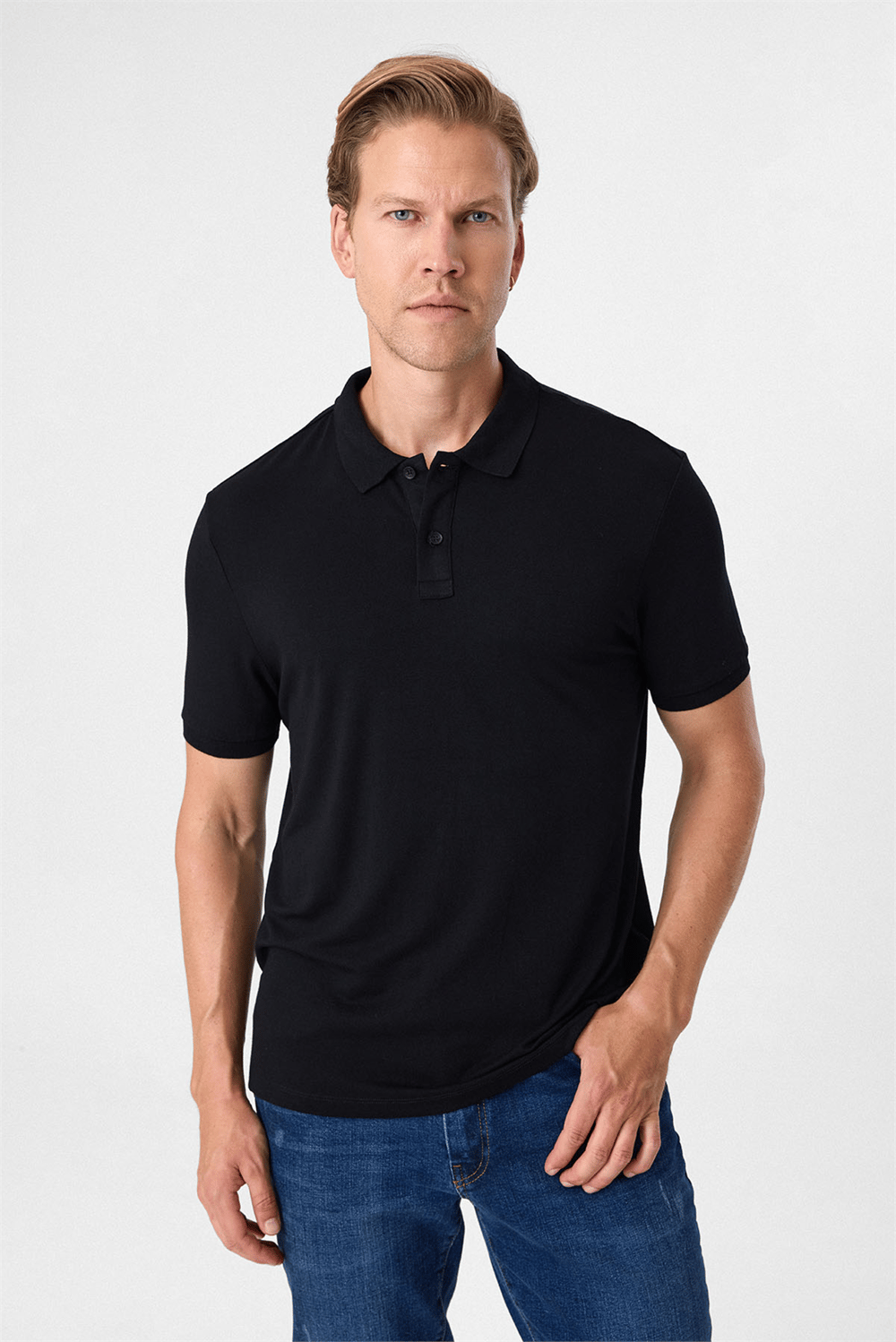 Siyah Regular Fit Polo Yaka Tişört