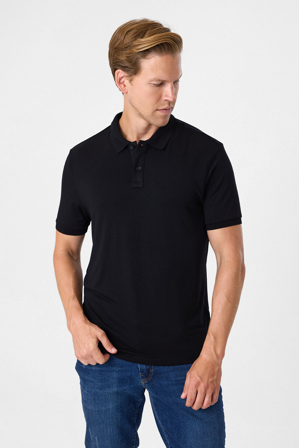 Siyah Regular Fit Polo Yaka Tişört