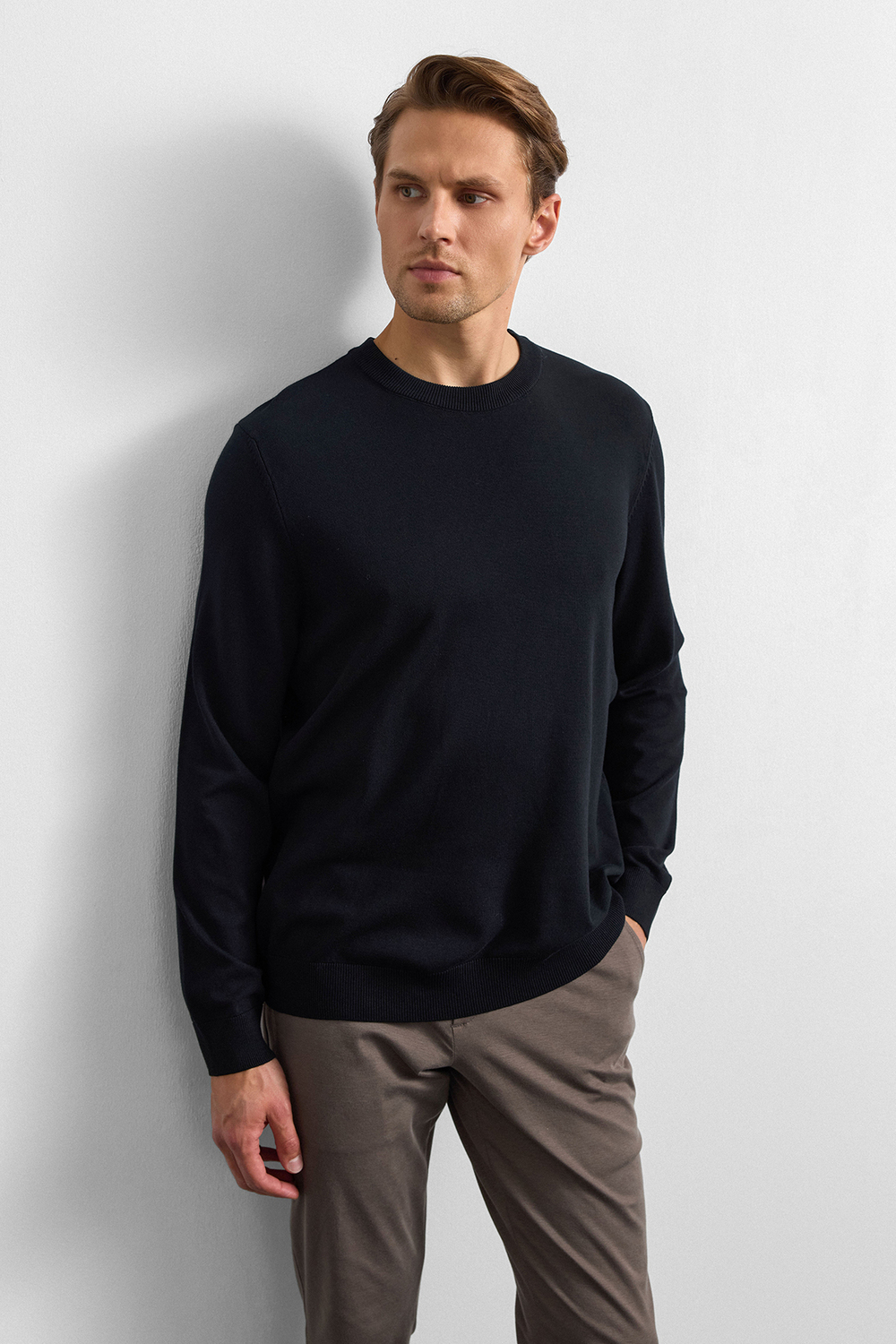 Siyah Regular Fit Triko Kazak
