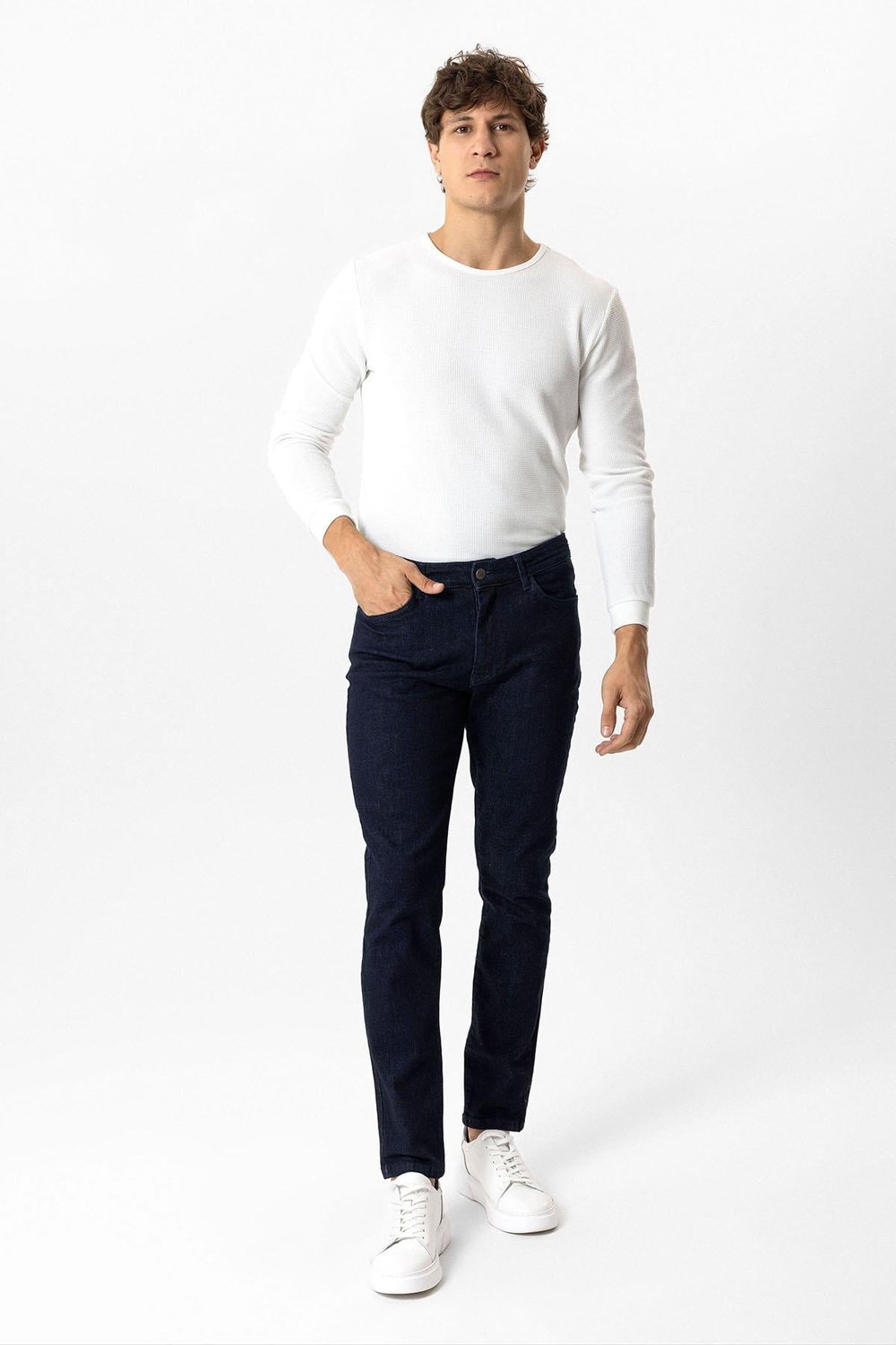 Koyu Lacivert Slim Fit 5 Cepli Denim Pantolon