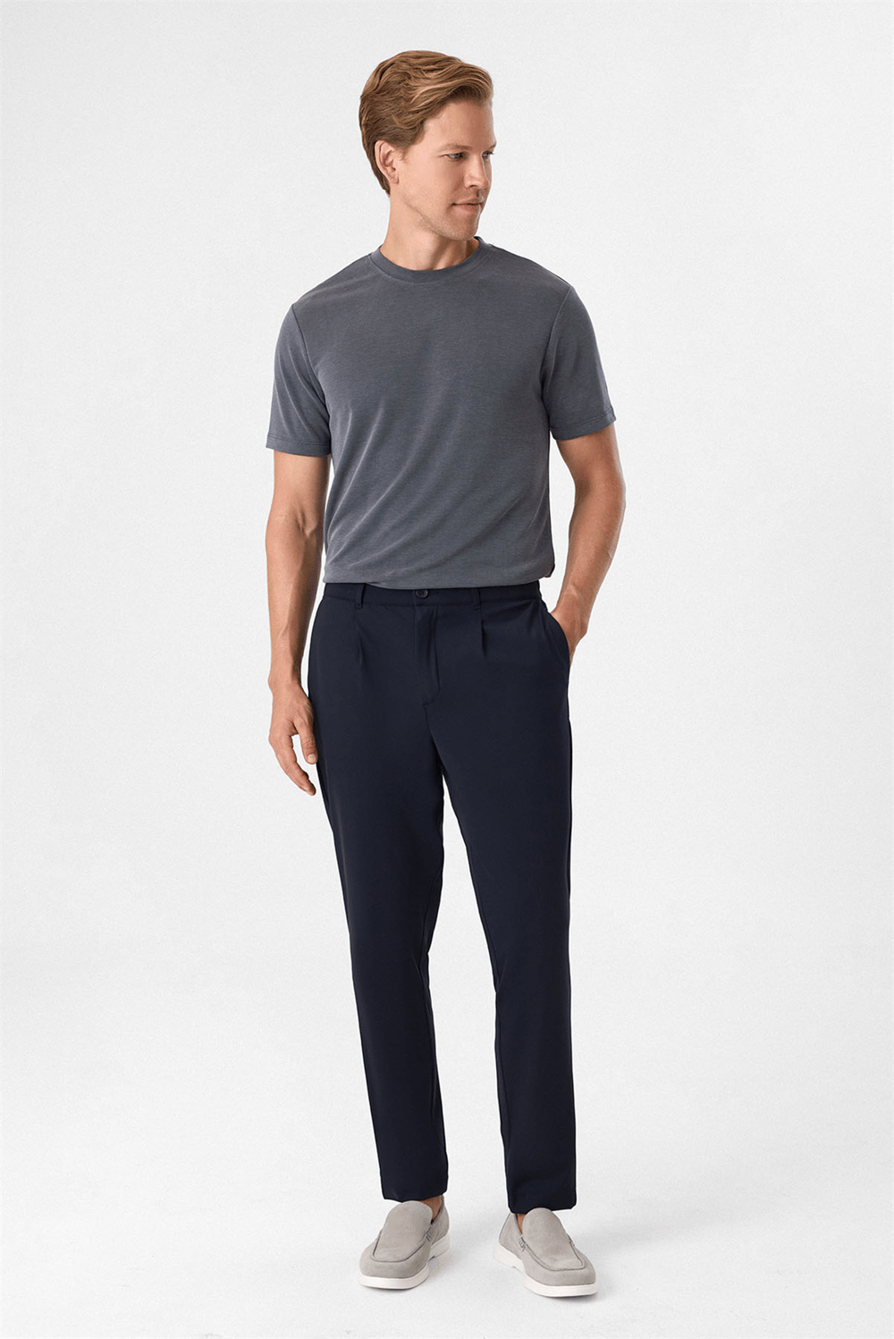 Lacivert Slim Fit Örme Jogger Pantolon