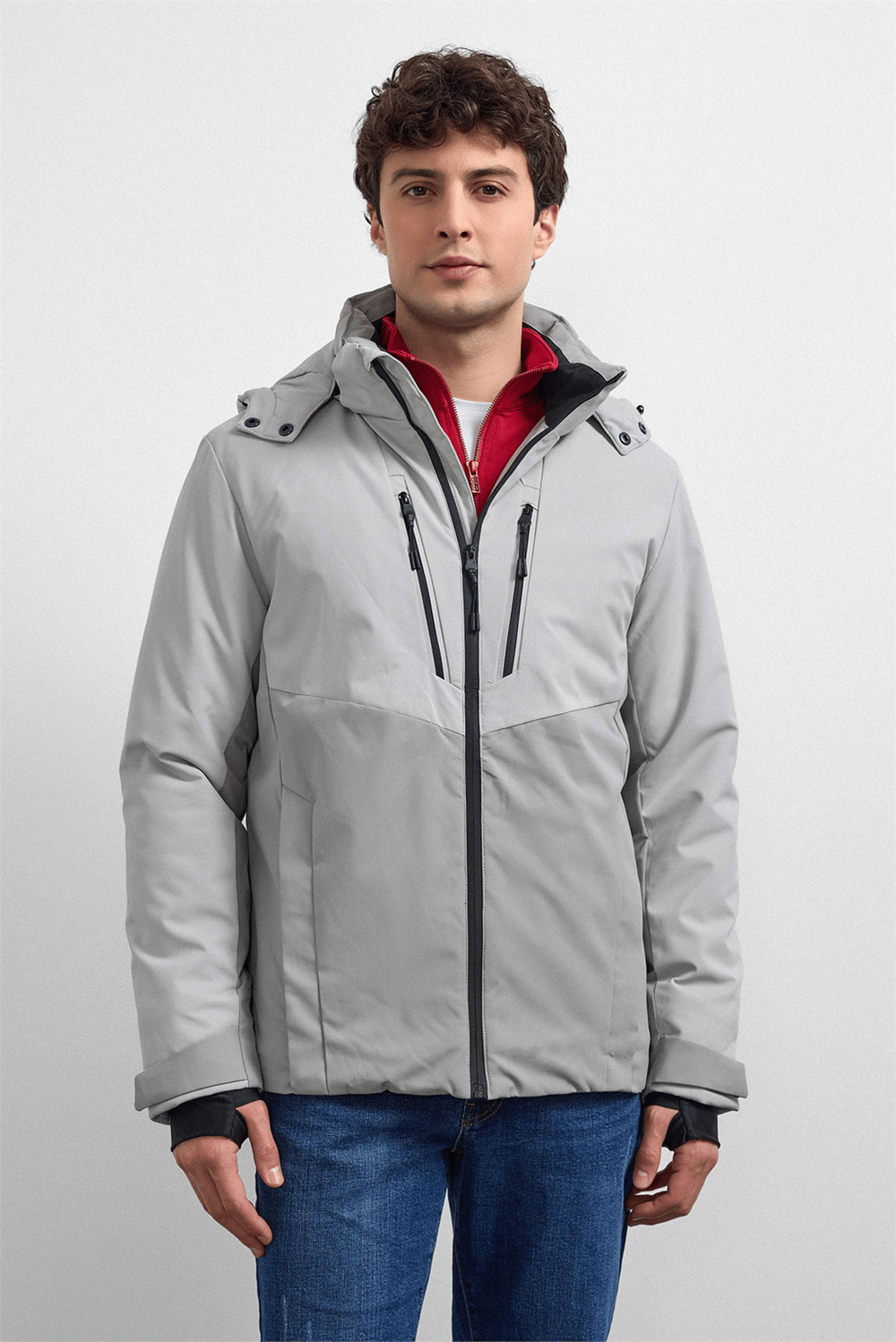 Gri Smart Fit Puffer Ceket