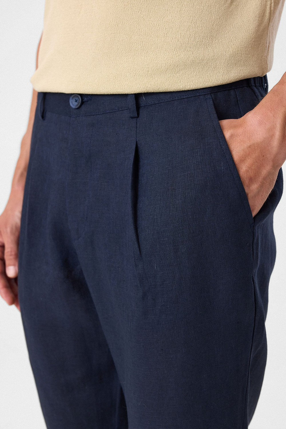 Lacivert Keten Pantolon
