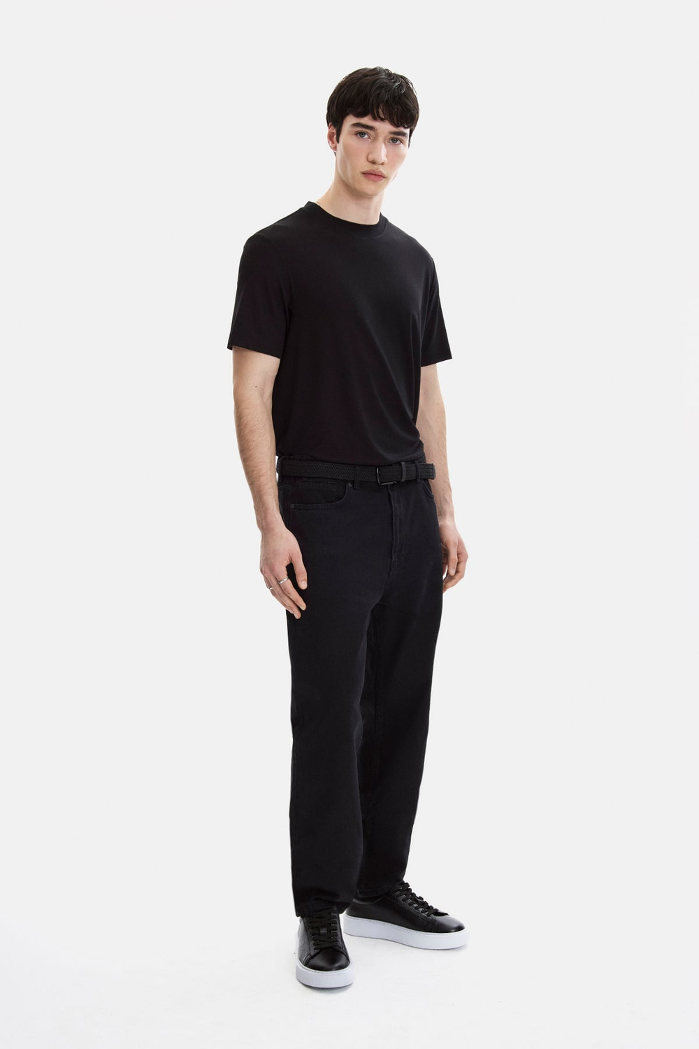 Siyah Tapered Fit Denim Pantolon